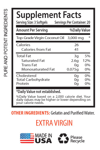 Protein Oil – Coconut Oil 3000 – Unrefined – Body Detox – 2B 120Ct