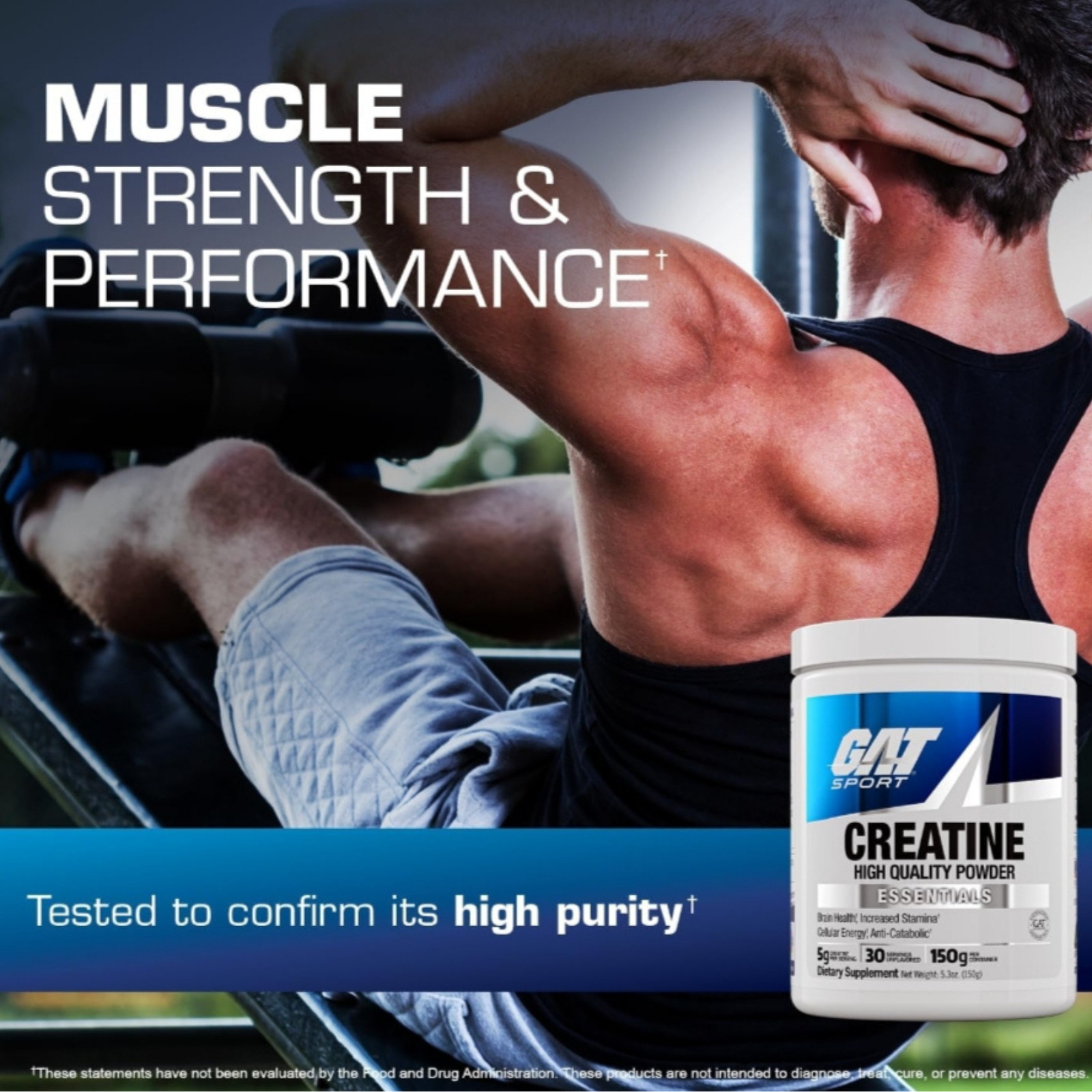 GAT Sport Creatine Monohydrate 150g – Strength & Brain Health – 30 Servings
