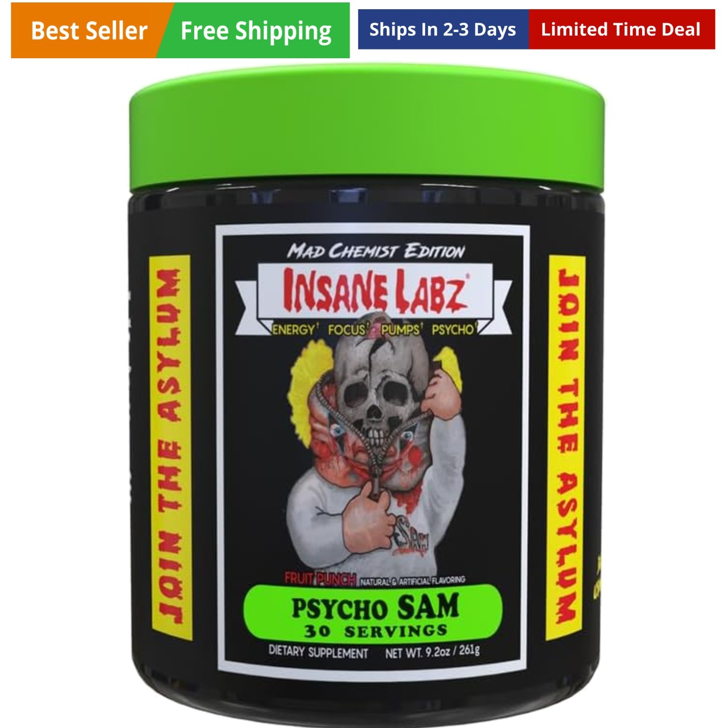 Psycho Sam, High Stimulant Pre Workout Powder, 30 Srvgs 30 Servings Pack of 1…