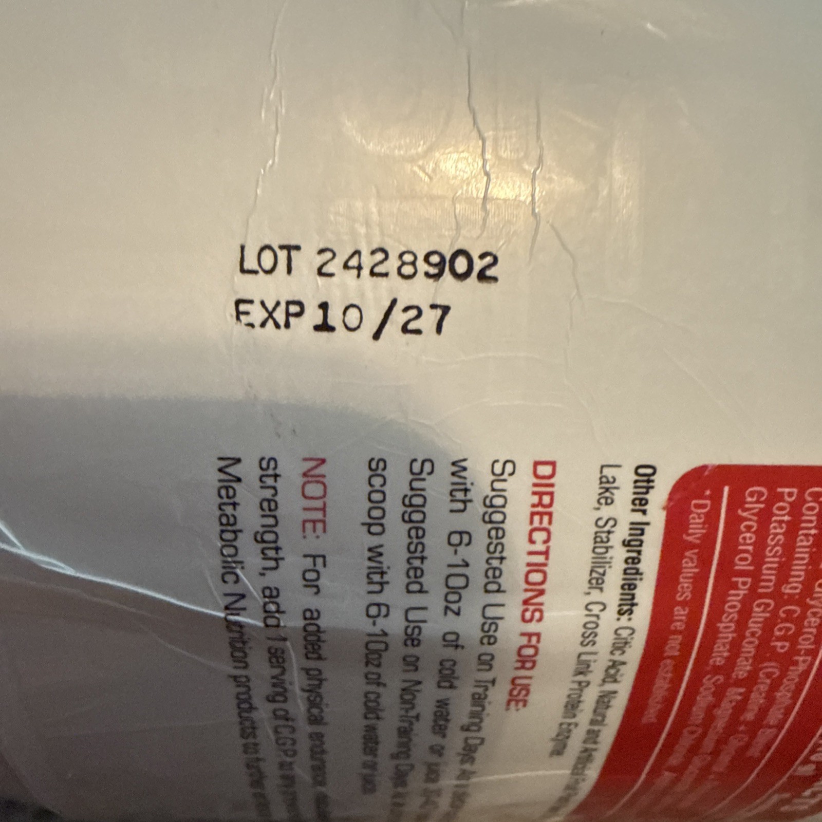 Metabolic Nutrition CGP Creatine Glycerol Phosphate 400g Fruit Punch *EXP 10/27