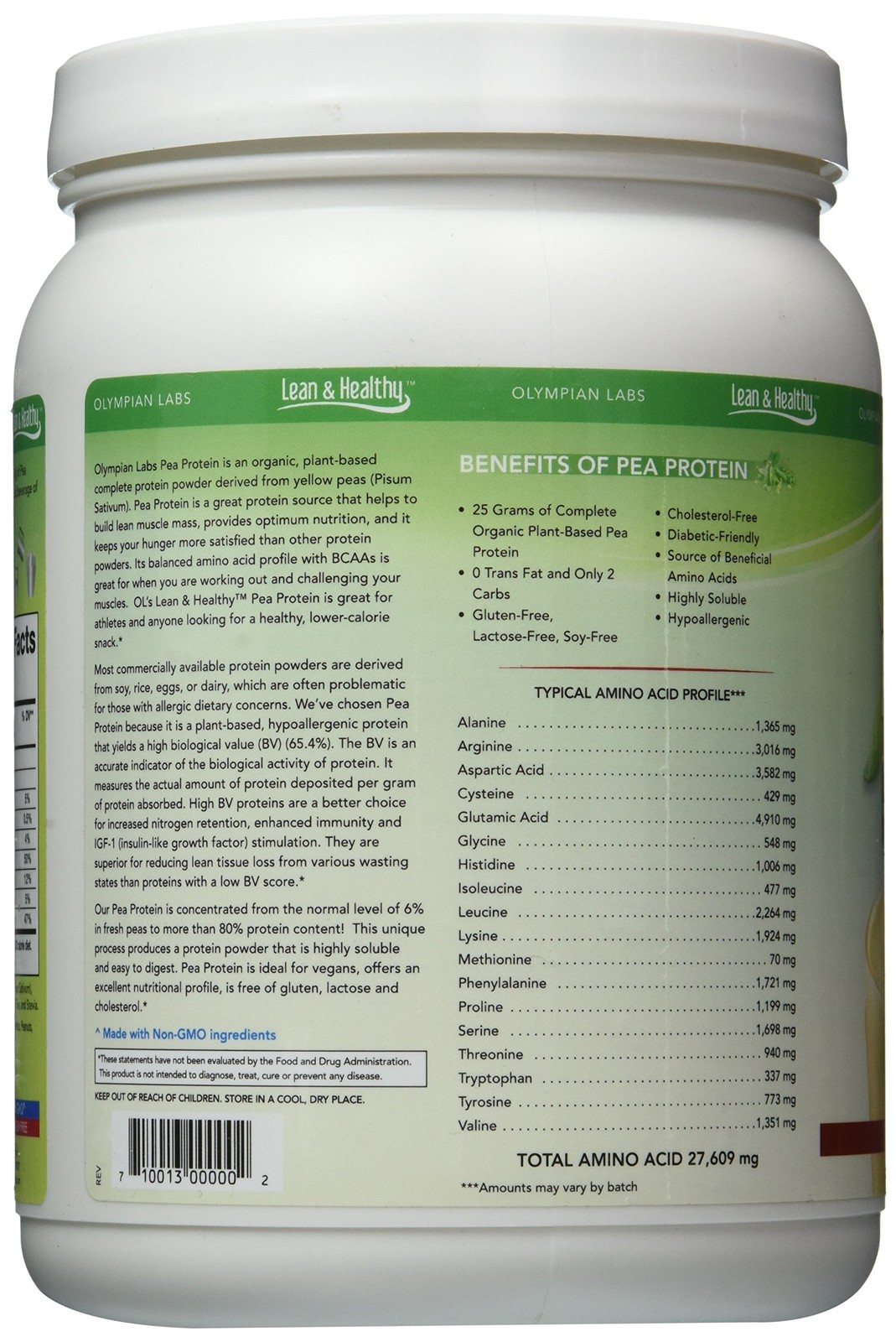 Olympian Labs Vanilla Pea Protein 494 Grams 13 Servings 00000