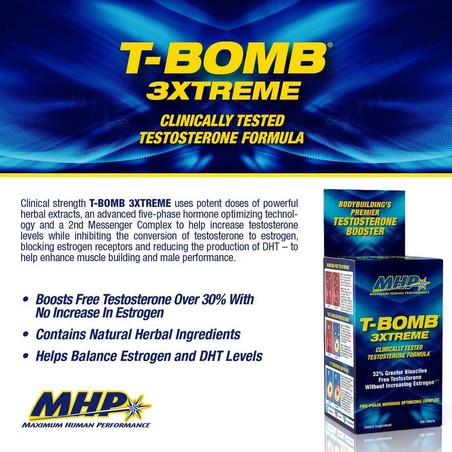 MHP T-BOMB 3Xtreme Testosterone Booster For Men Clinical Strength 168 Capsules