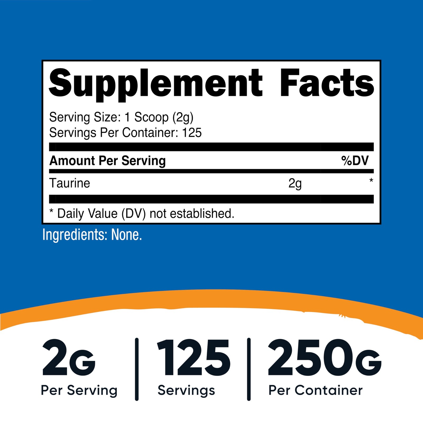 Nutricost Taurine Powder 250 Grams – 125 Servings, 250 Gram (Pack of 1)