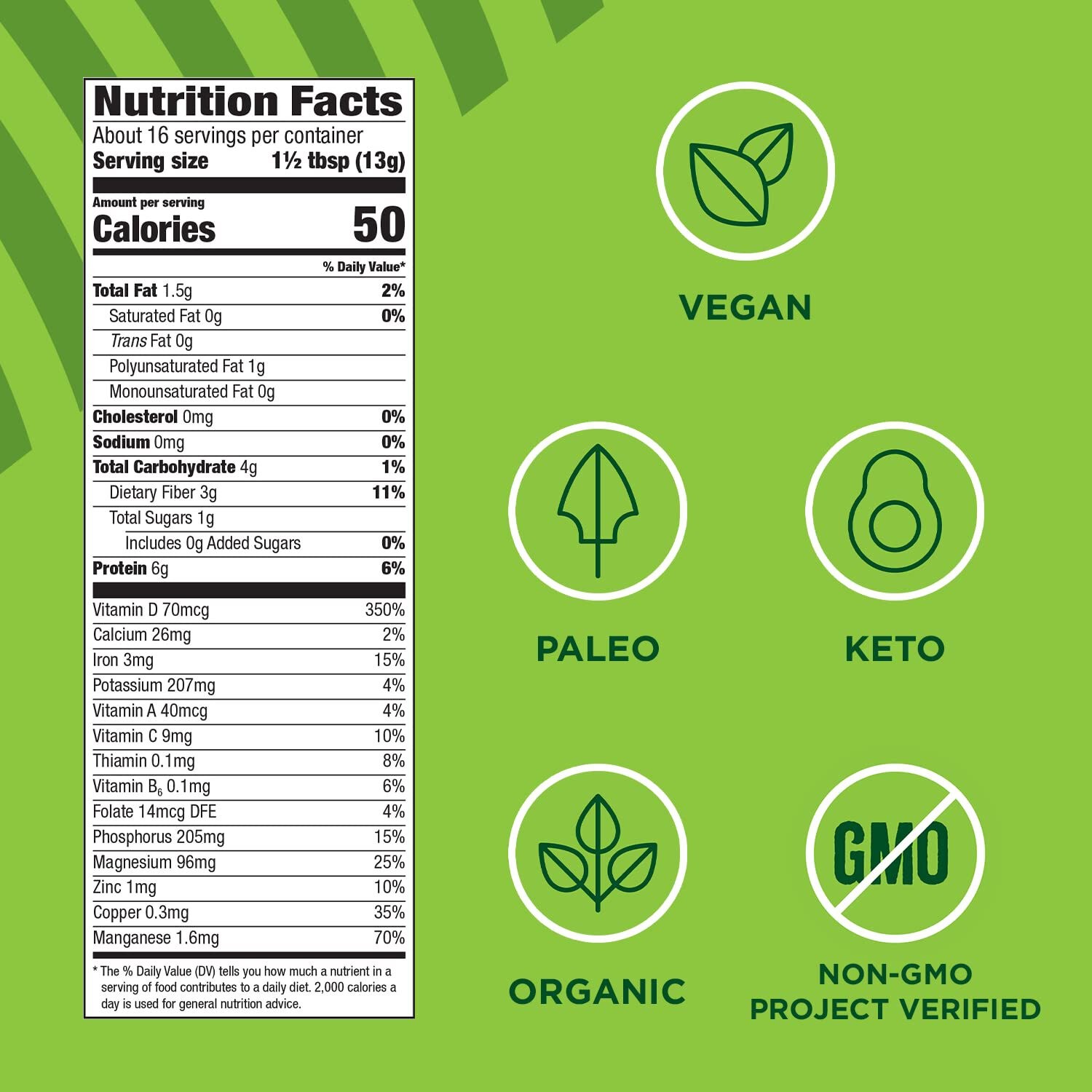 3/27 Manitoba Harvest Organic Hemp & Supergreens Powder, 7.5 oz, Green Superfood