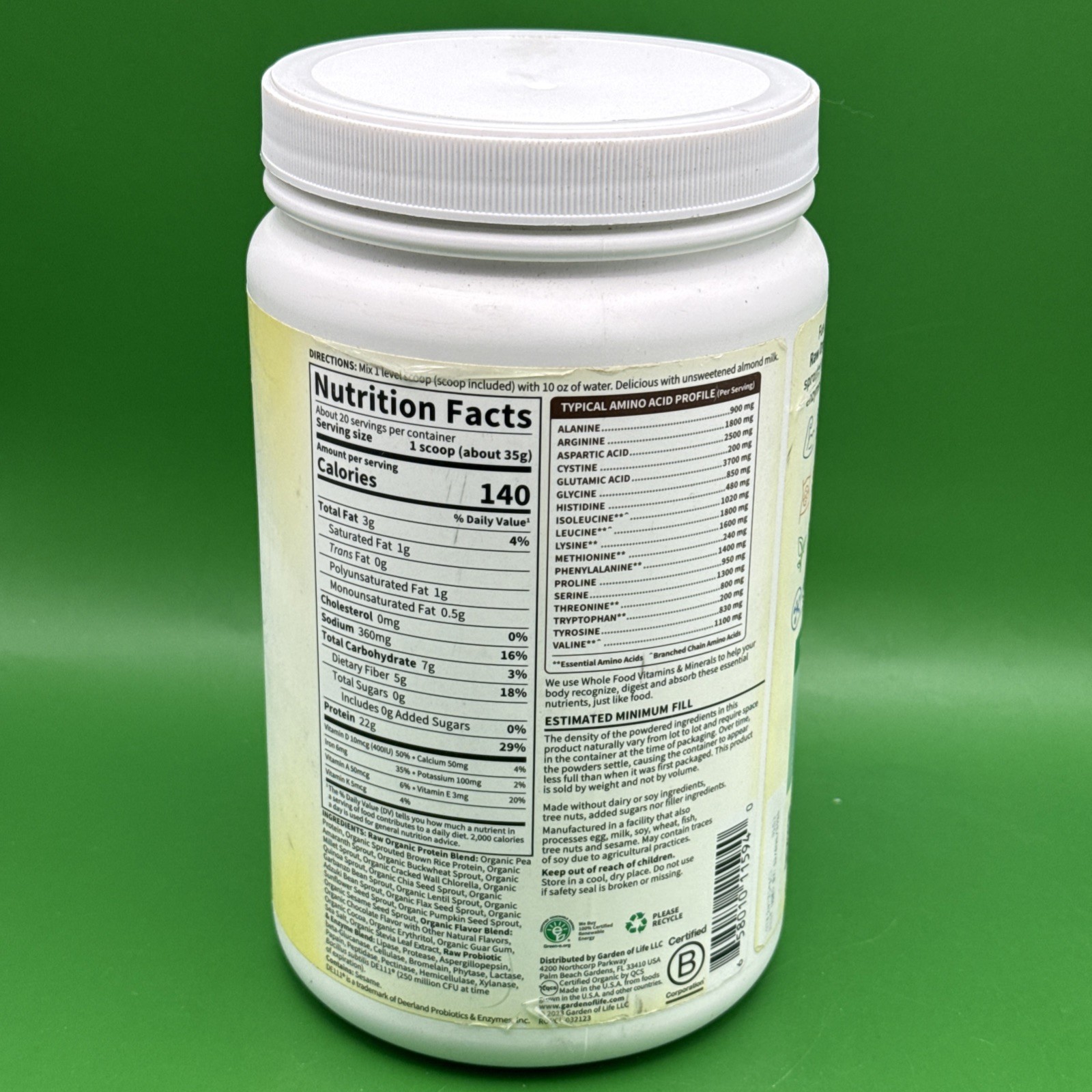 Organic Protein Plant Based Chocolate Flavor 8/26
