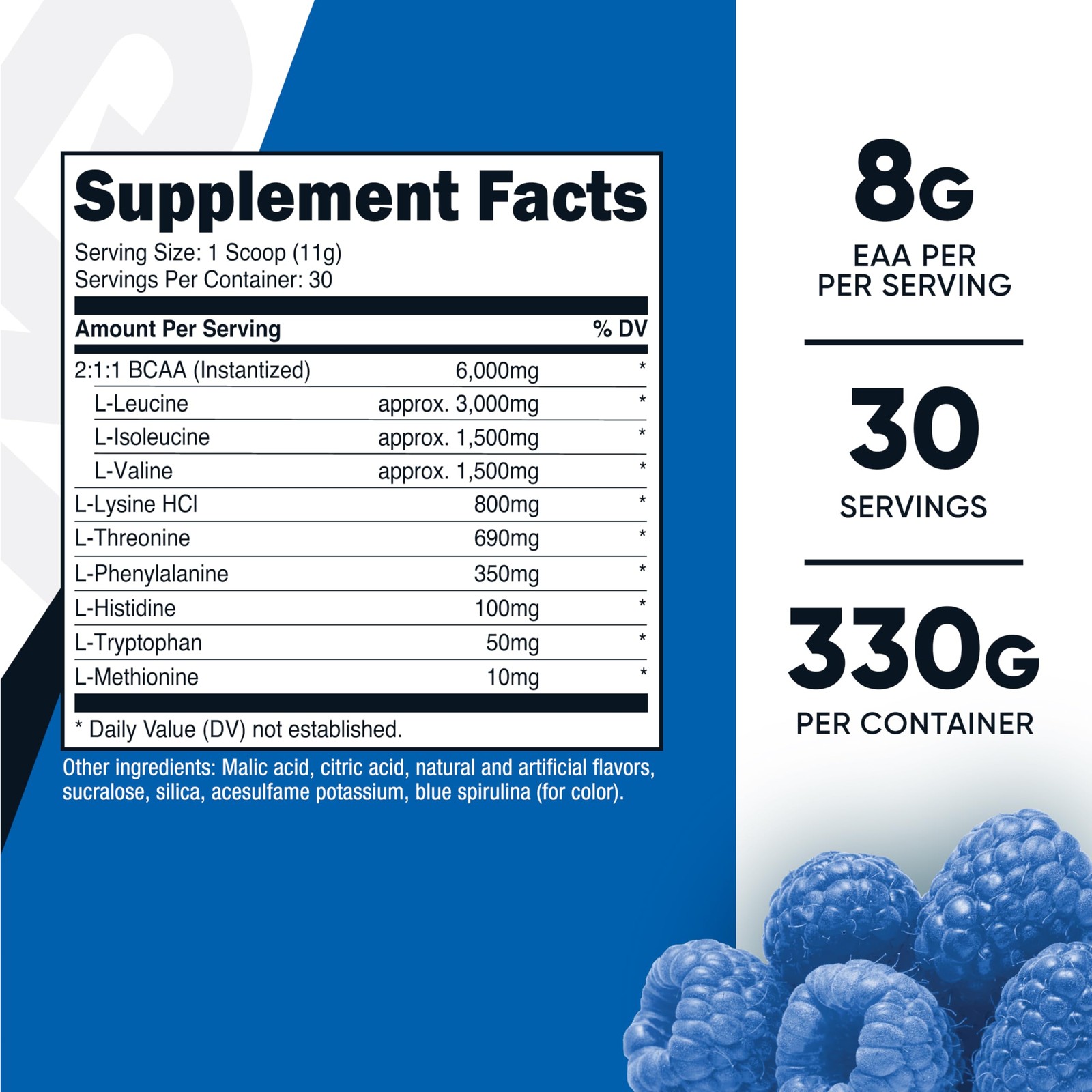 Nutricost EAA Powder 30 Servings (Blue Raspberry) 11.6 Ounce (Pack of 1), Red