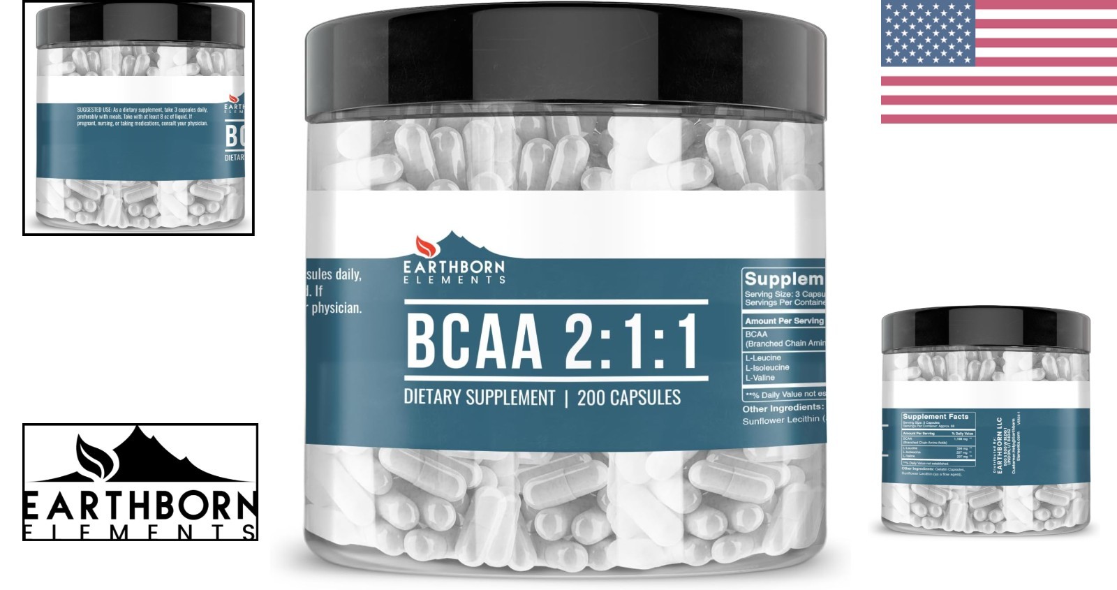 BCAA, 200 Capsules, Pure & Undiluted, No Additives