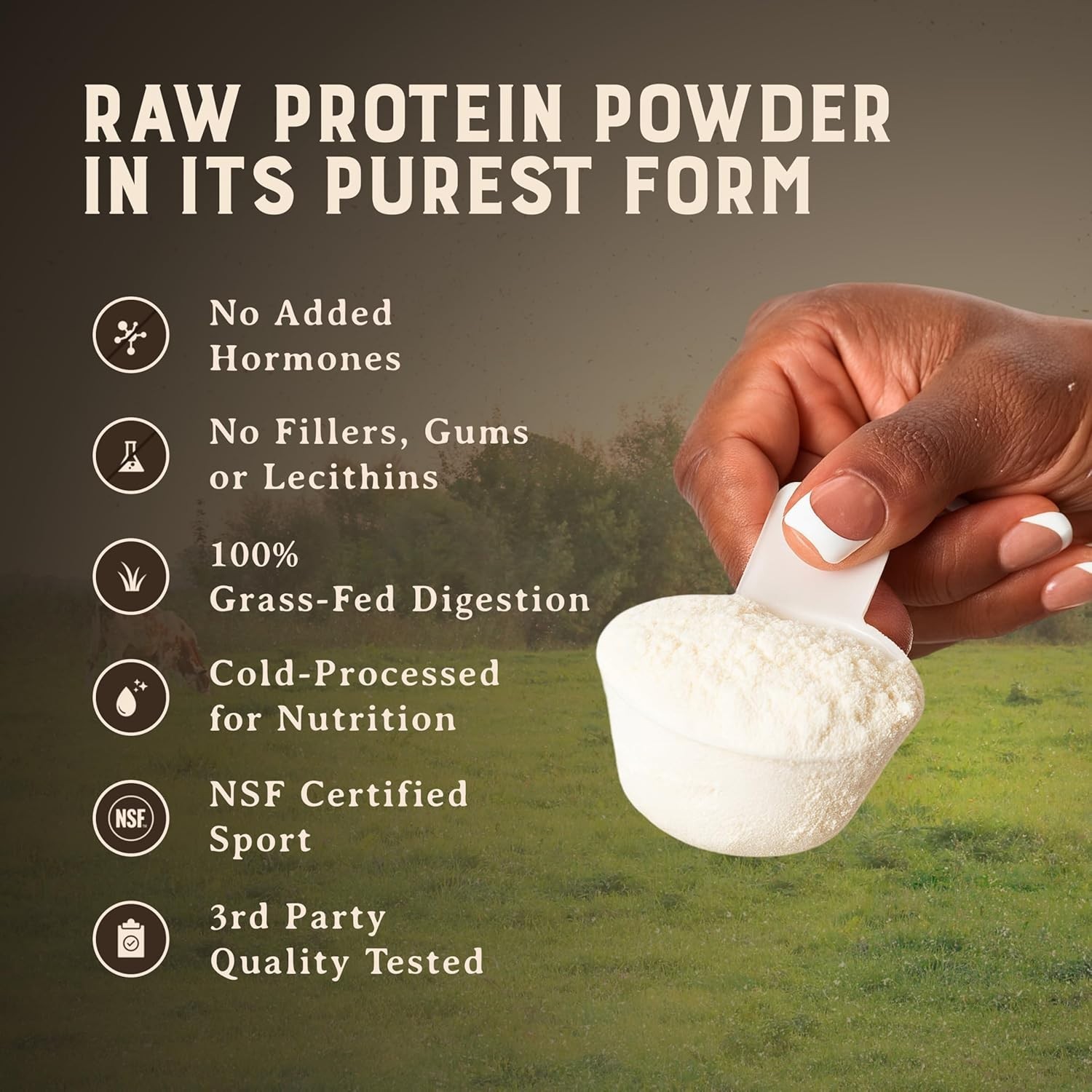 HEART & SOIL Grass Fed Whey Protein Powder 2lbs – Unflavored 24g Protein per Ser