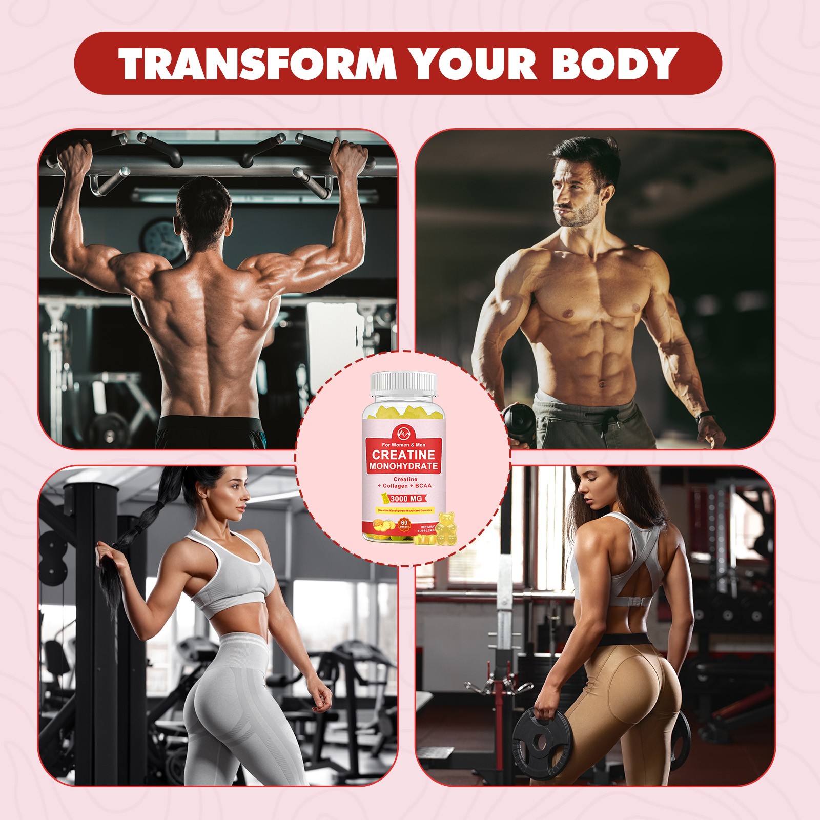 Creatine Monohydrate for Men & Women Workout Energy Muscle Growth Support