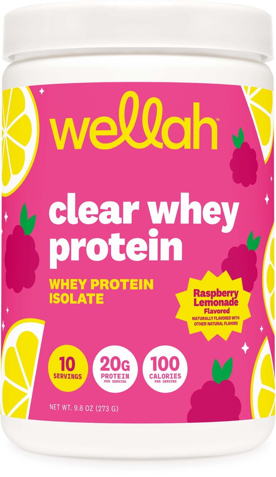 Wellah Clear Whey Protein Isolate Powder (Raspberry Lemonade) 10 Servings