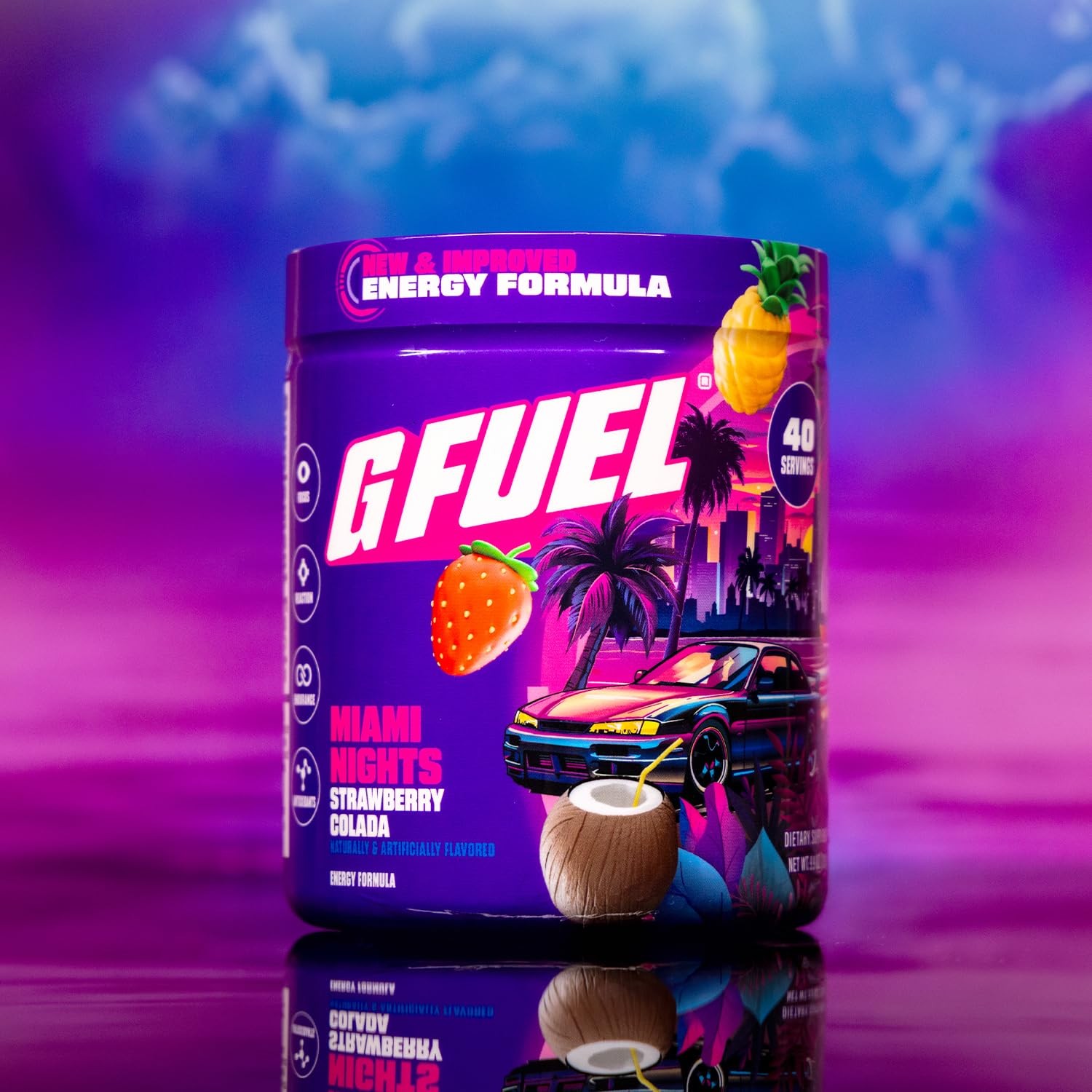 G Fuel Miami Nights 2.0 Energy Drink Powder, 9.8 Ounce (Pack of 1), No Color