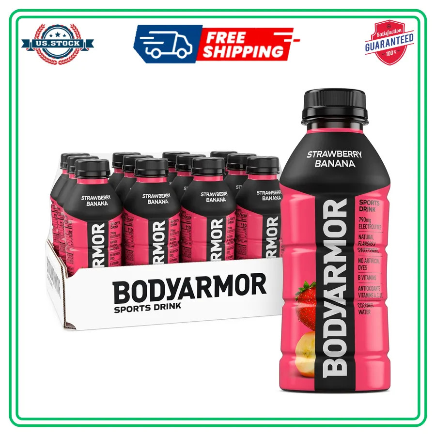 BODYARMOR Sports Drink Strawberry Banana 16 Fl Oz Bottles 12 Pack Hydration