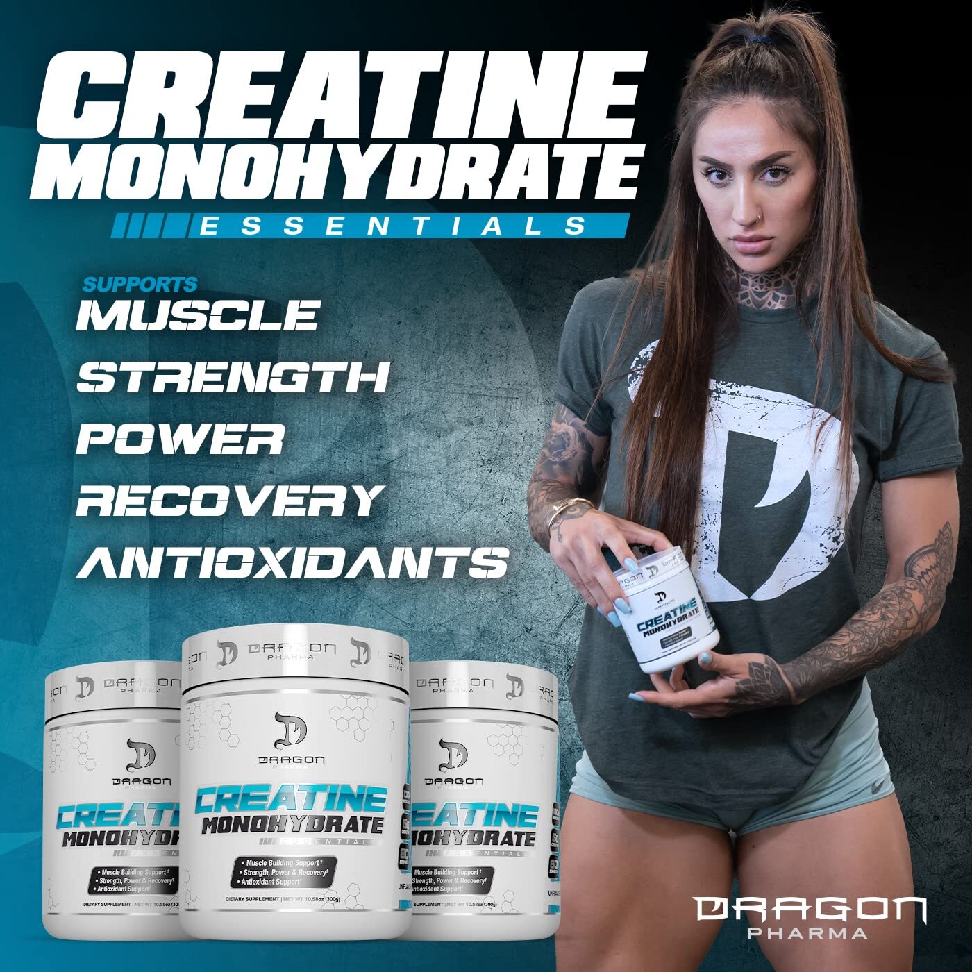 DRAGON PHARMA Creatine Monohydrate Aid Muscle Recovery Post-Workout Supplemen…