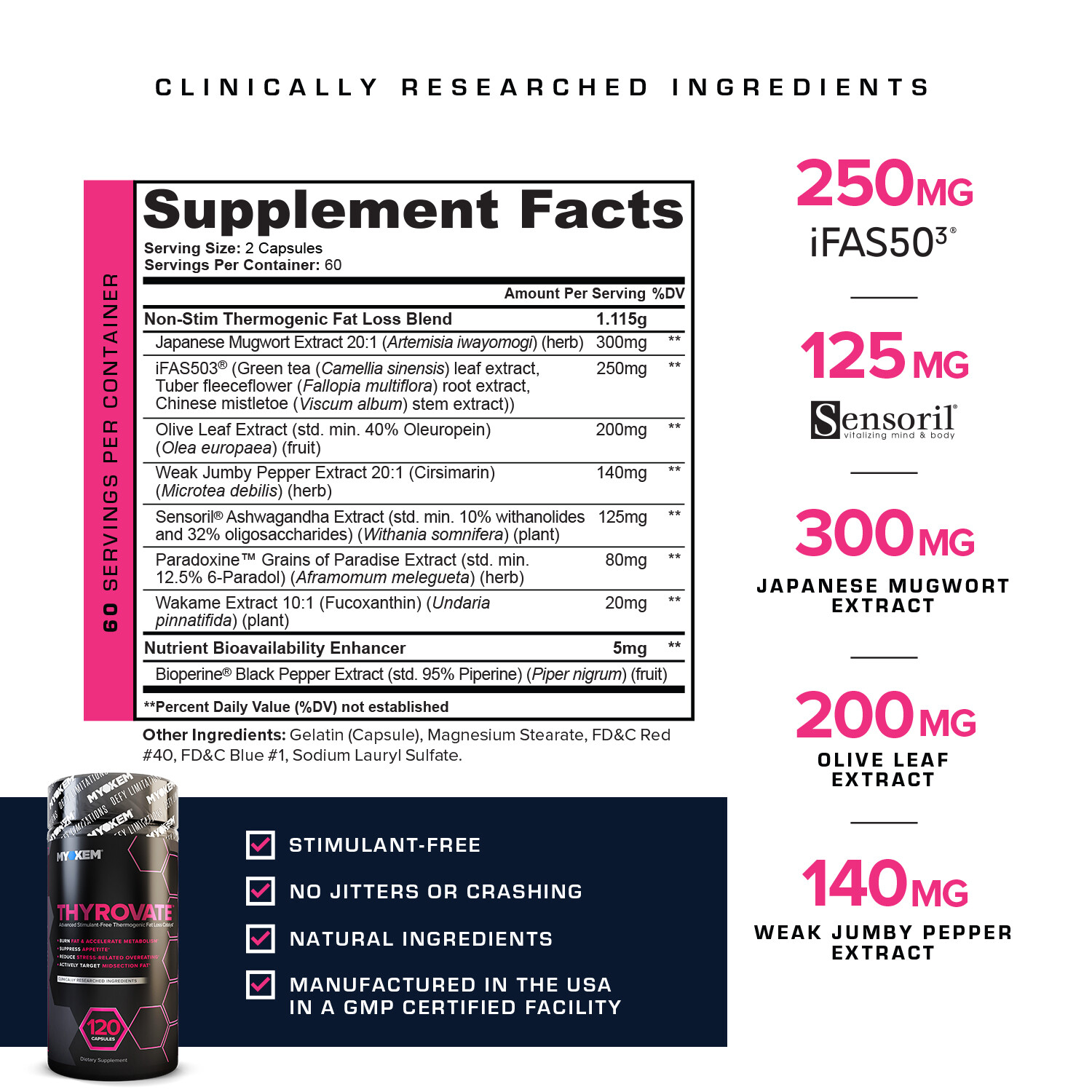 Myokem Thyrovate Thermogenic Fat Burner Targets Belly Fat (120 Capsules)