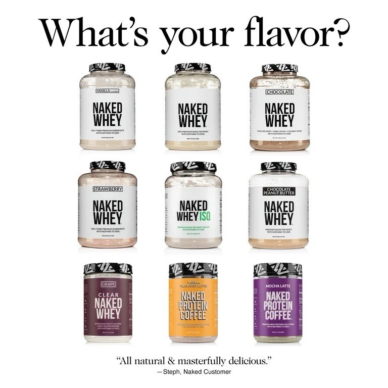 Naked Vanilla Whey Isolate, Grass-Fed Protein, 24 Servings