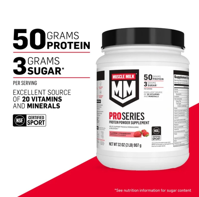 Muscle Milk Pro Series Protein Powder, Strawberry, 2 lb