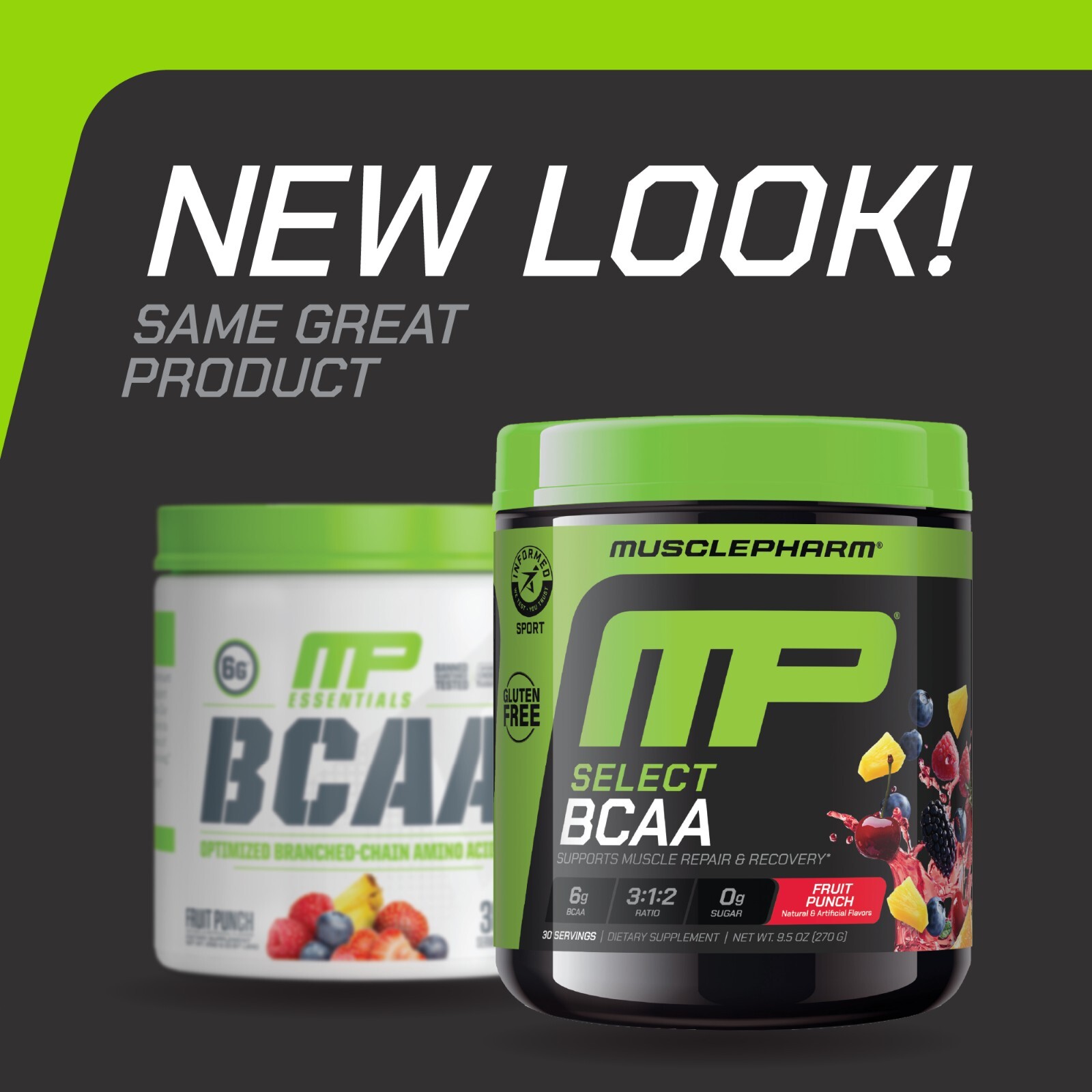 MusclePharm Essentials BCAA Powder – 30 Servings, Fruit Punch