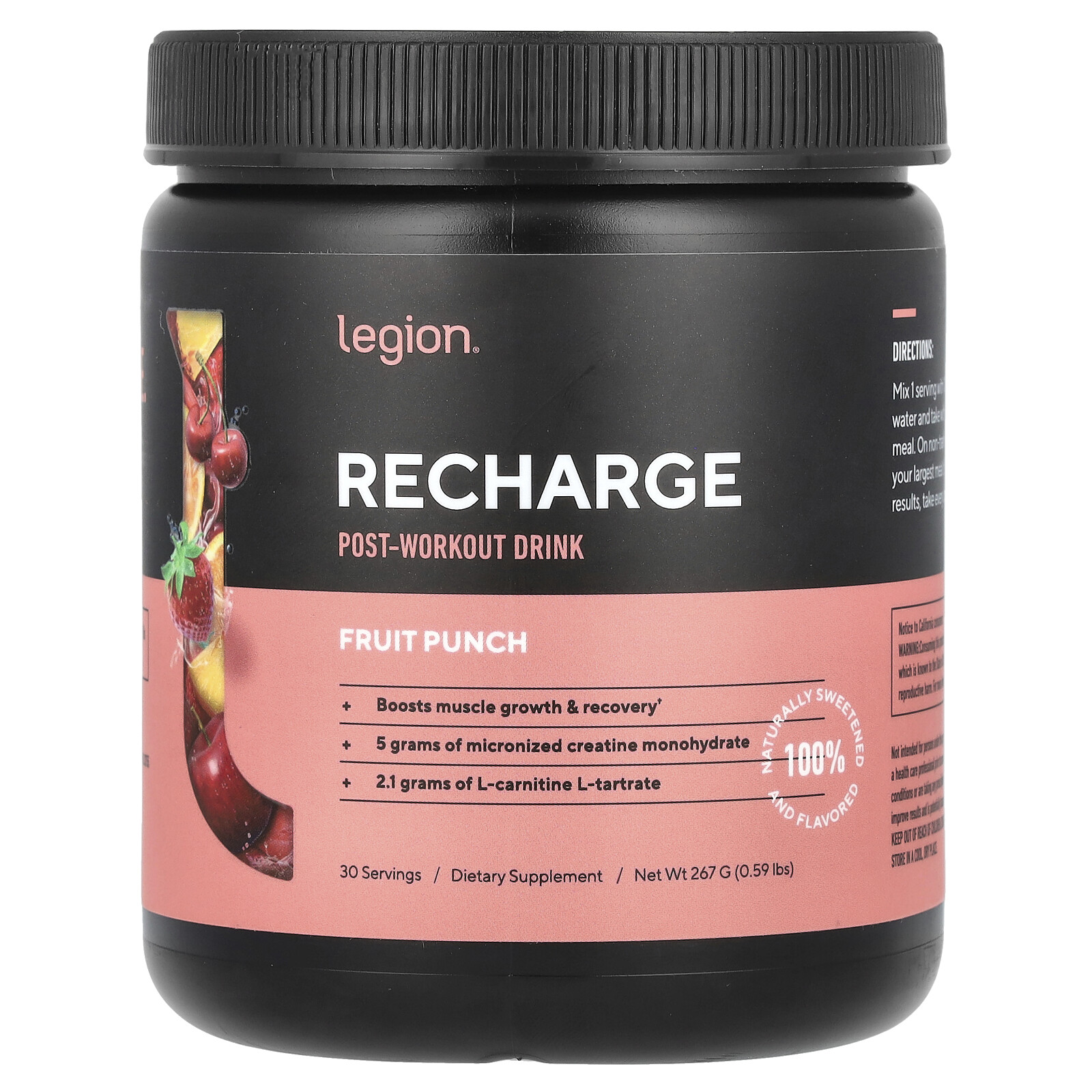 Recharge, Post-Workout Drink, Fruit Punch, 0.59 lbs (267 g)