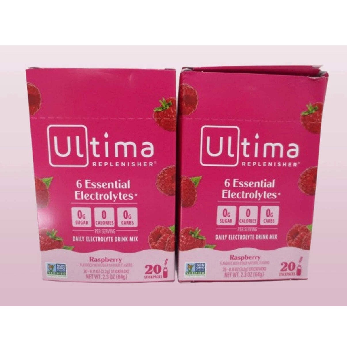 (2 boxes) 9/26 Ultima Replenisher, Electrolyte Hydration Drink Mix, Raspberry, 2