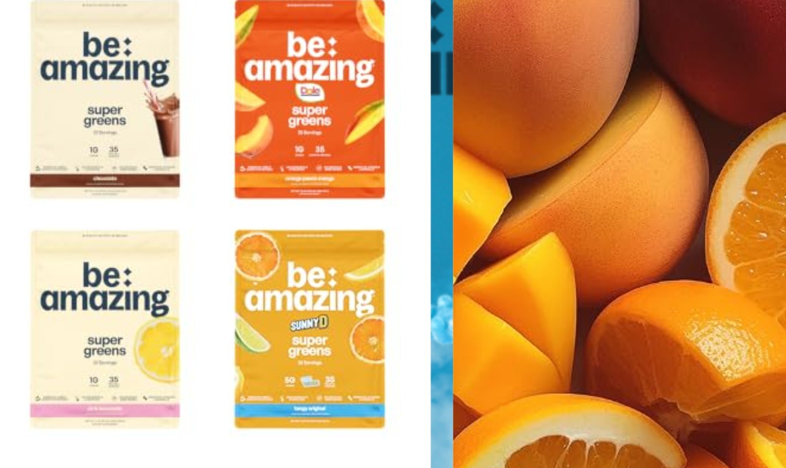 BE Amazing SUPER GREENS Powder 11 oz ( 25 Serv ) Natural Pink Lemonade 10/26