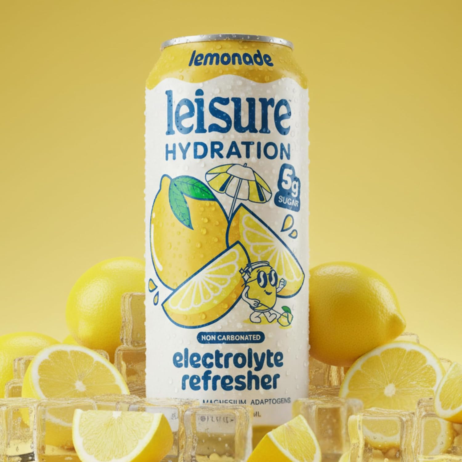 Leisure Hydration Electrolyte Drink, Lemonade Magnesium Ashwagandha, 16oz 12 Pk