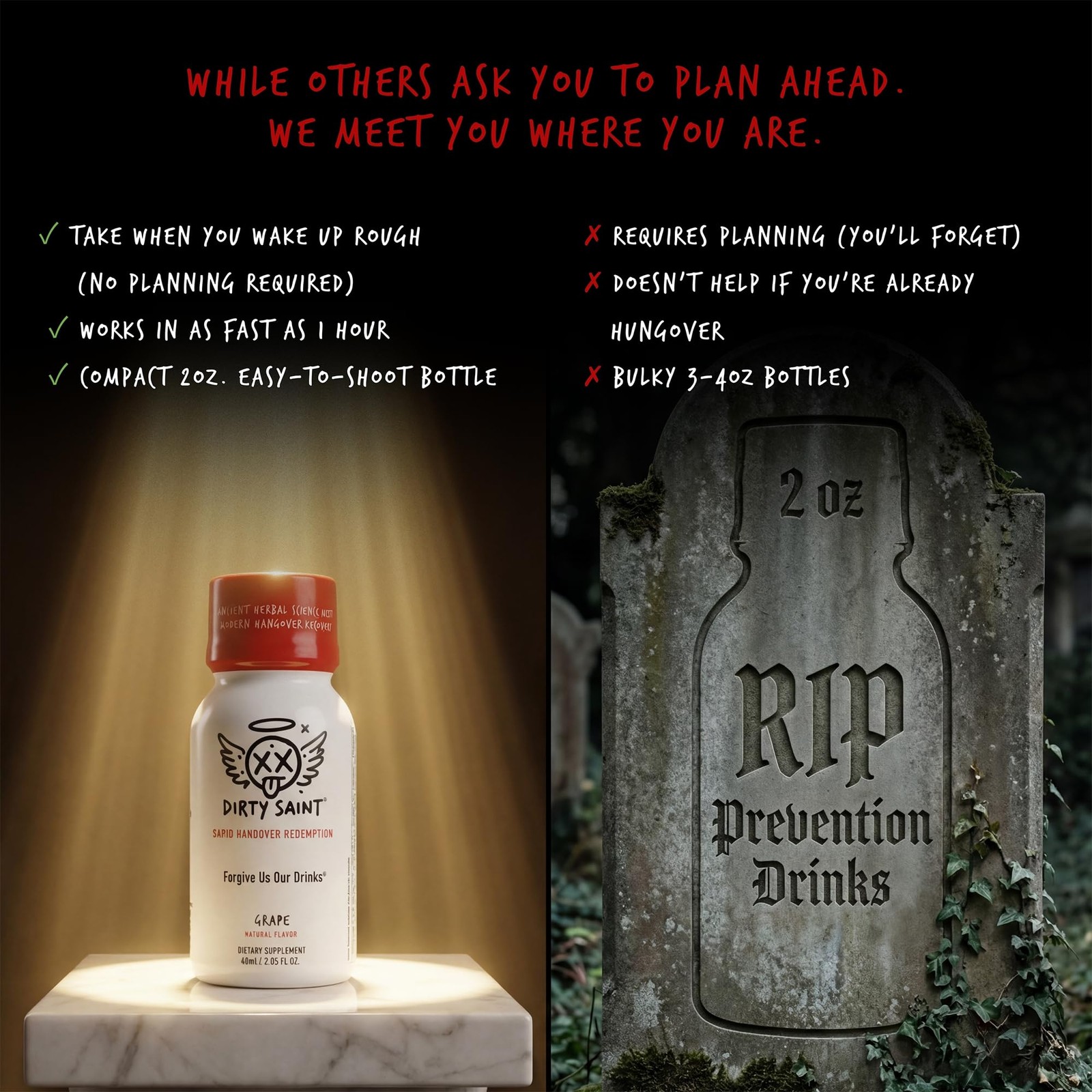 DIRTY SAINT Rapid Hangover Recovery Shot – Morning After Formula – B12 + NAC + E