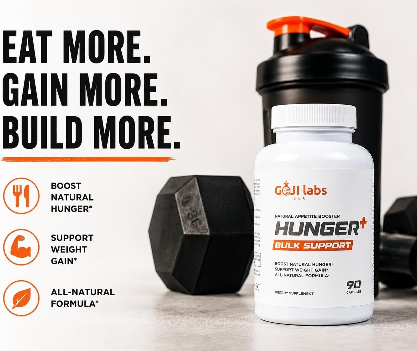 Hunger Bulk Support Appetite Booster L-Leucine + SA3X for Men & Women Made in US