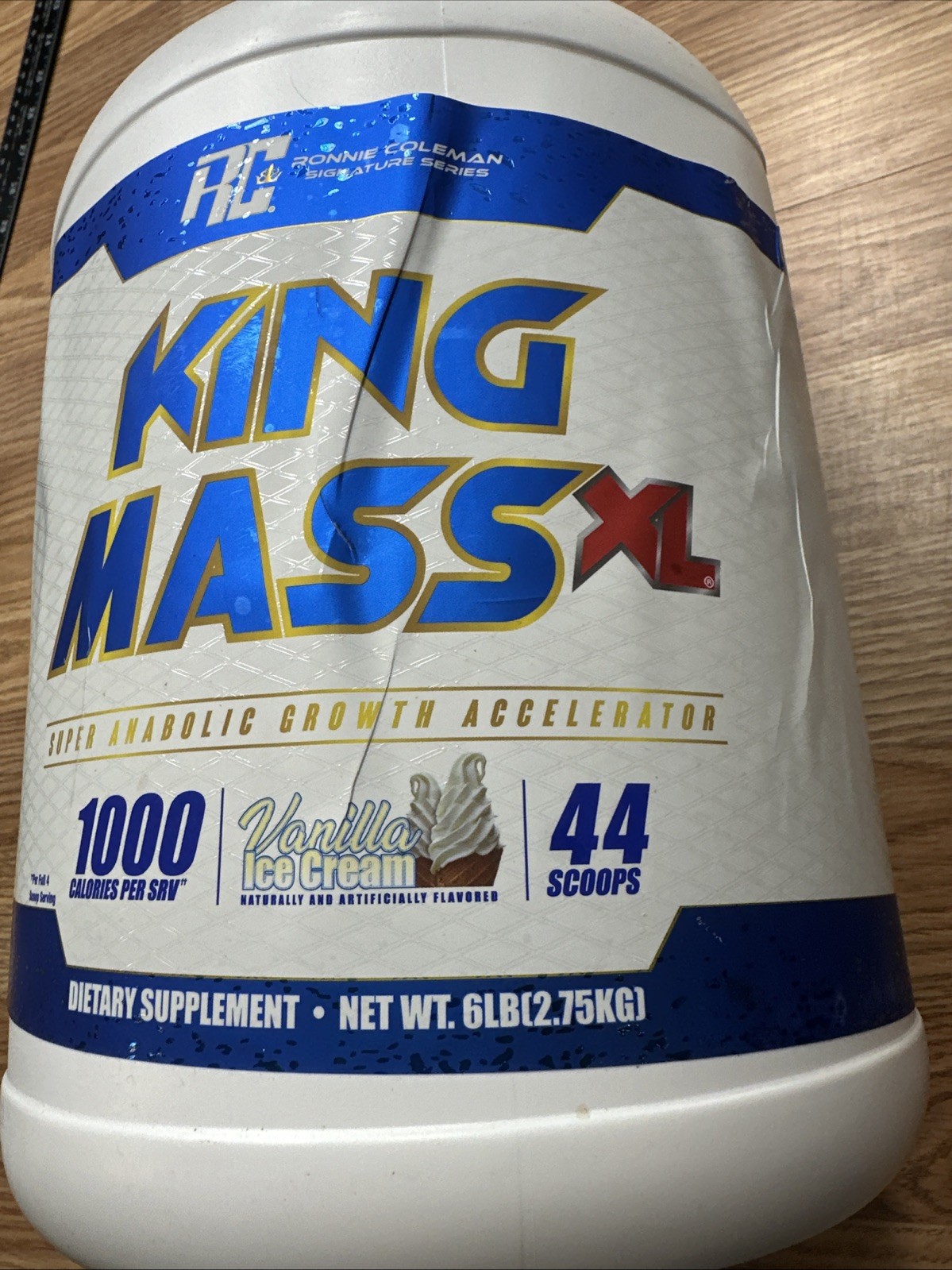 KING MASS XL 6LB Vanilla Ice Cream 44 Ronnie Coleman Weight Gainer Exp:8/28