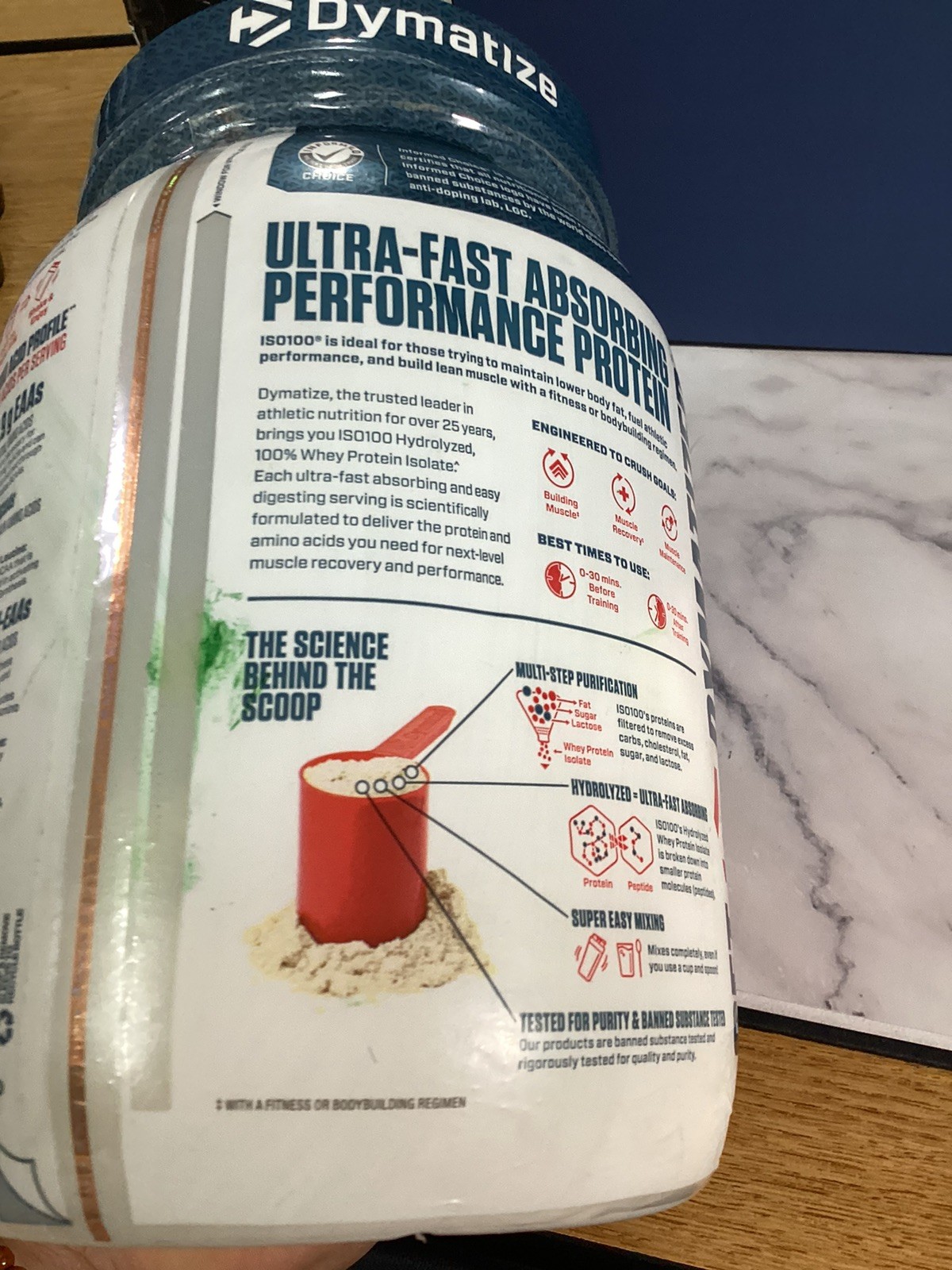 Dymatize ISO100 Whey Protein Powder Isolate, Strawberry, 25g of Protein