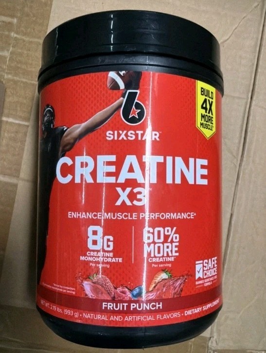 Creatine X3™, Fruit Punch, 2.19 lbs (993 g) Sixstar 8G Protein Exp 02/2027