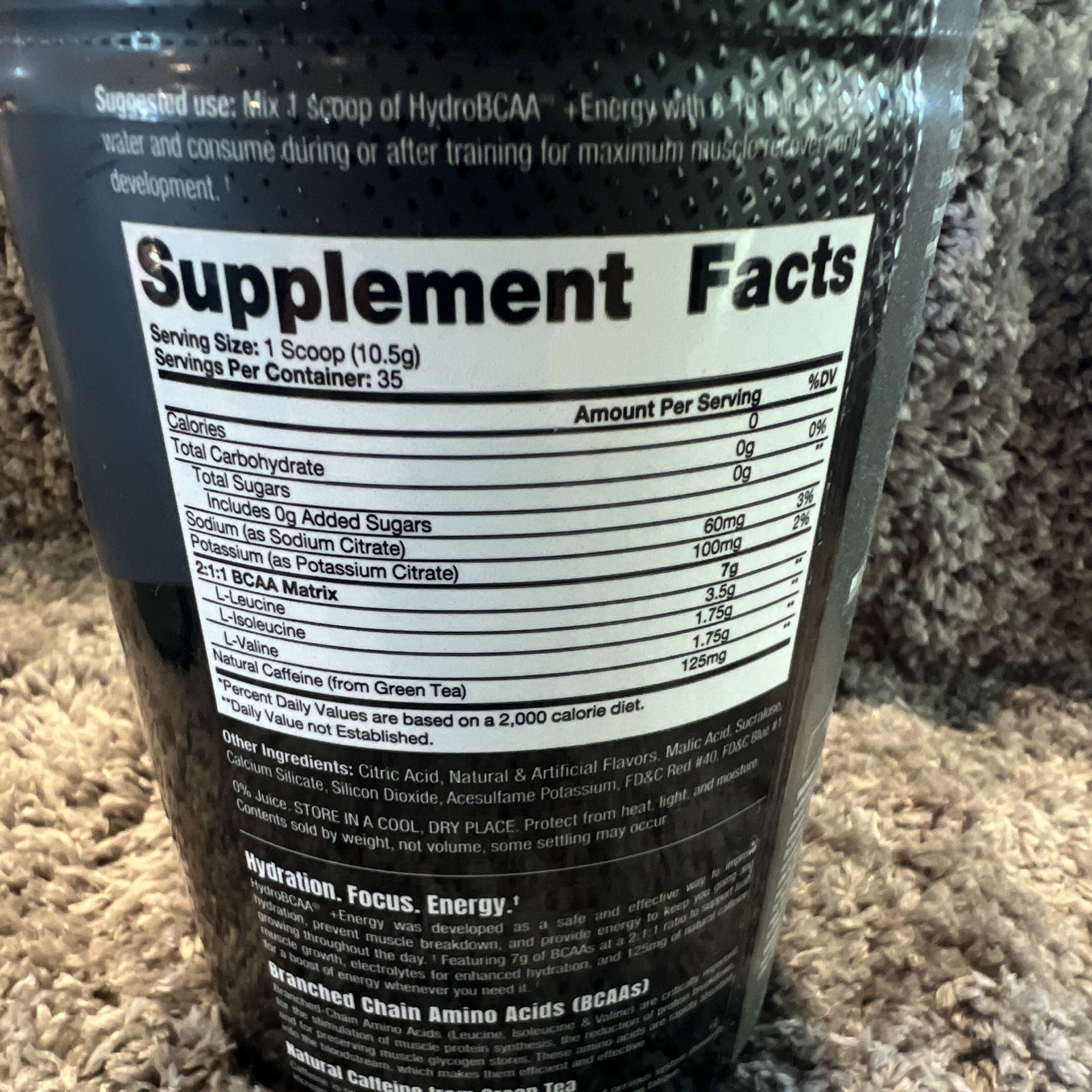 ProSupps HydroBCAA + Energy Grape Powder 35 Servings Gluten-Free Plant Based