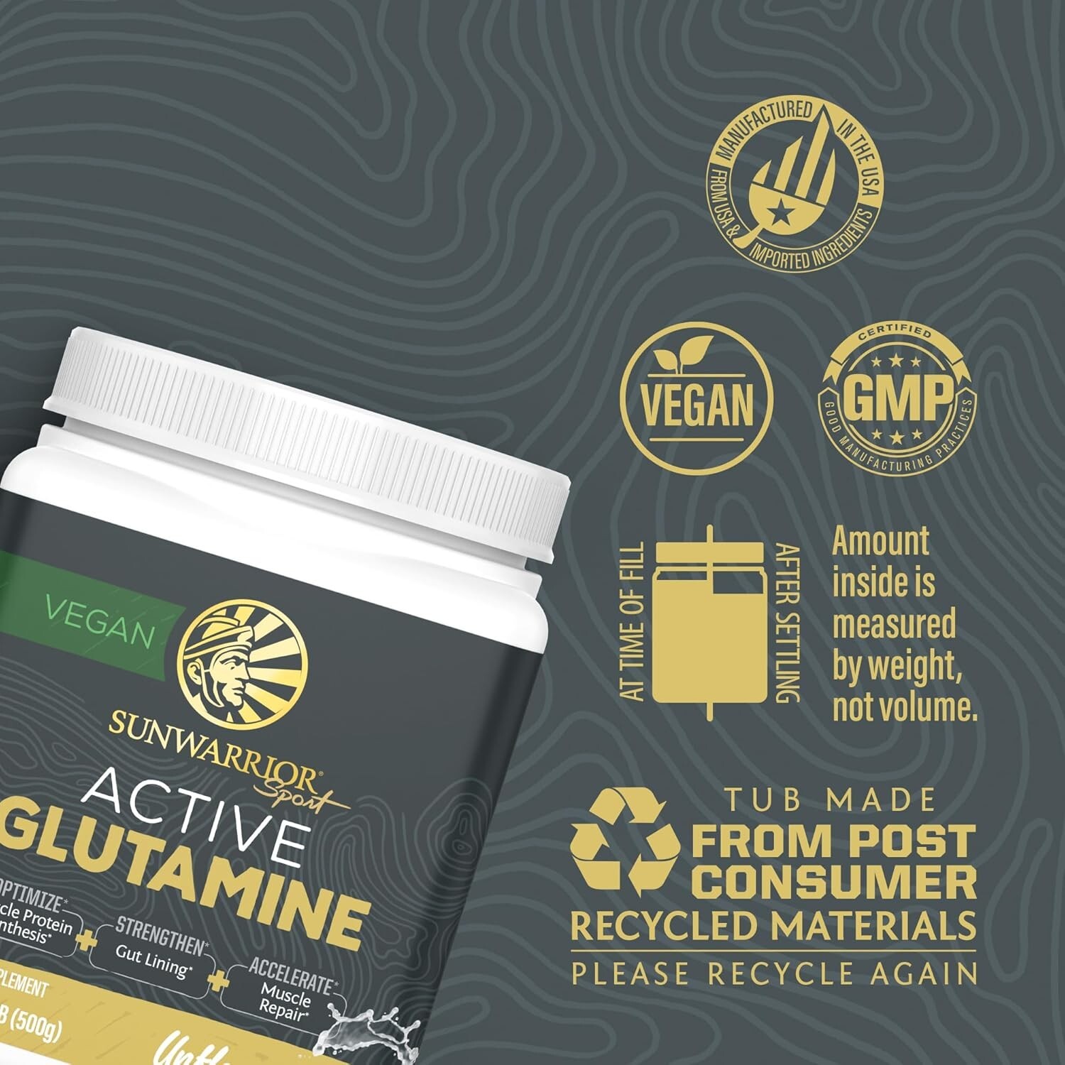Sunwarrior Active Glutamine Powder for Muscle Recovery & Gut Health Support