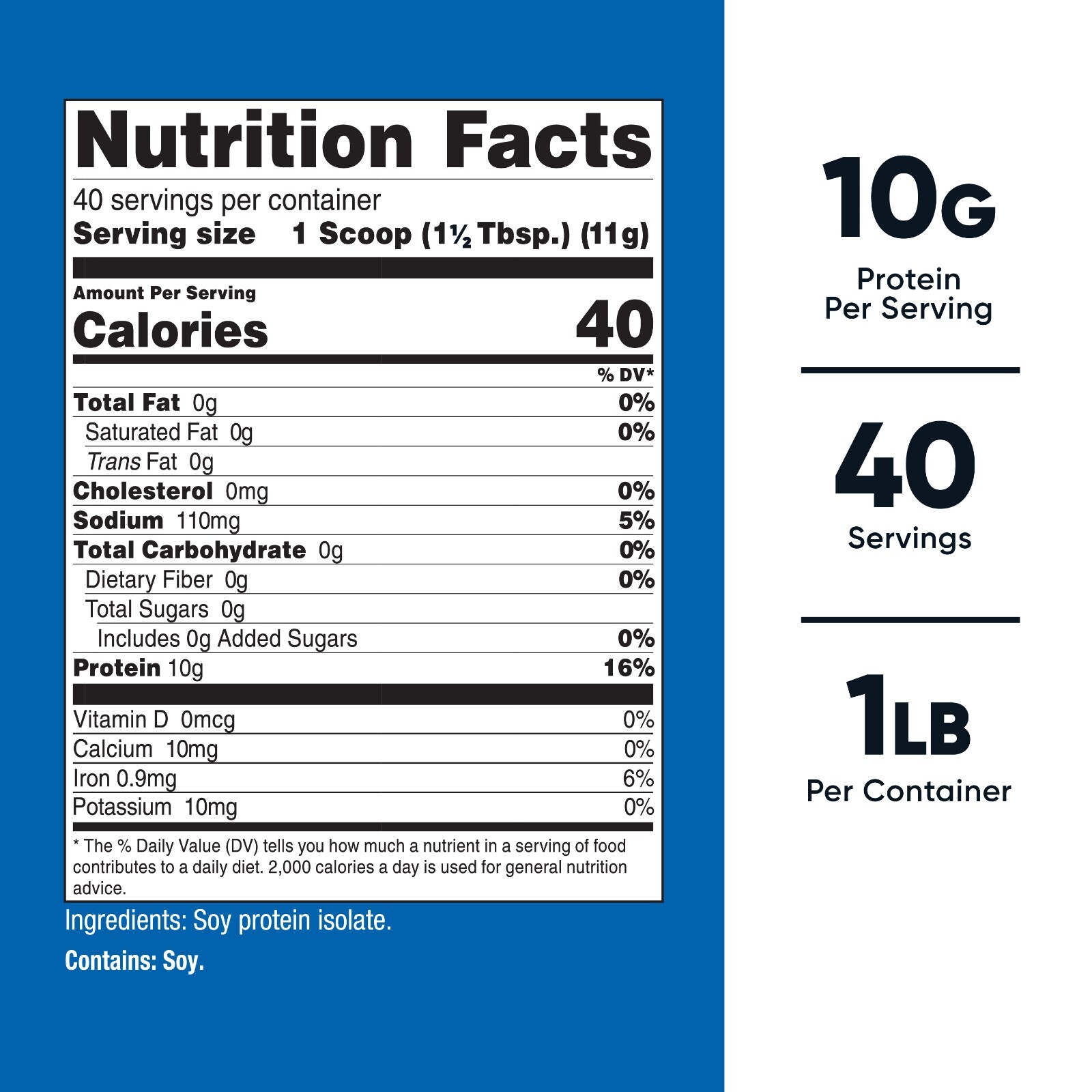 Nutricost Soy Protein Isolate Powder 1LB Unflavored – 10g of Protein Per Serving