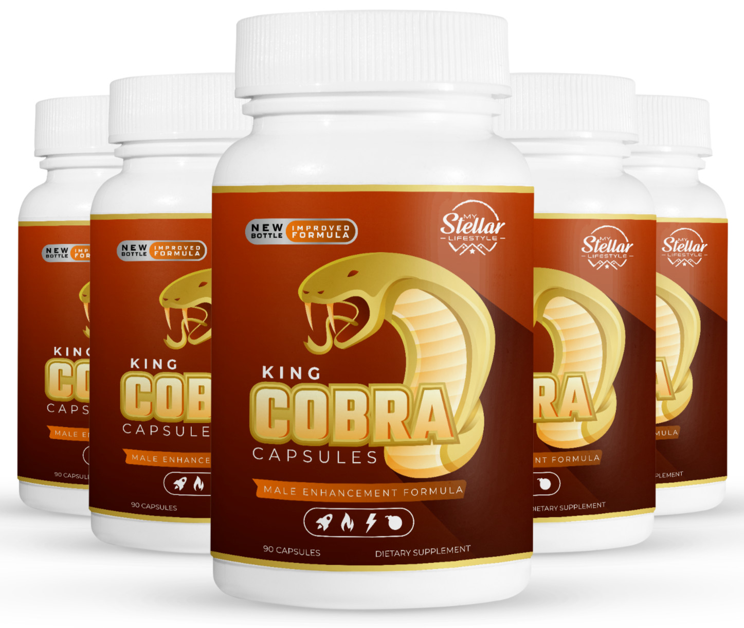 5 Pack King Cobra Capsules for Men-New Improved Formula-90 Capsules x5