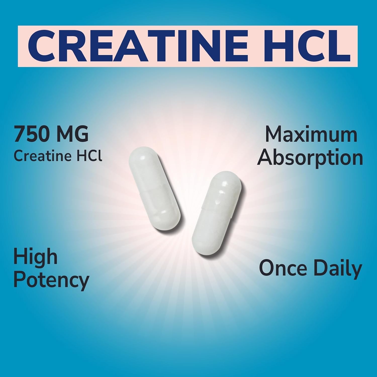 750mg High Absorption Creatine HCl Capsules, 90 Count, Creatine HCl