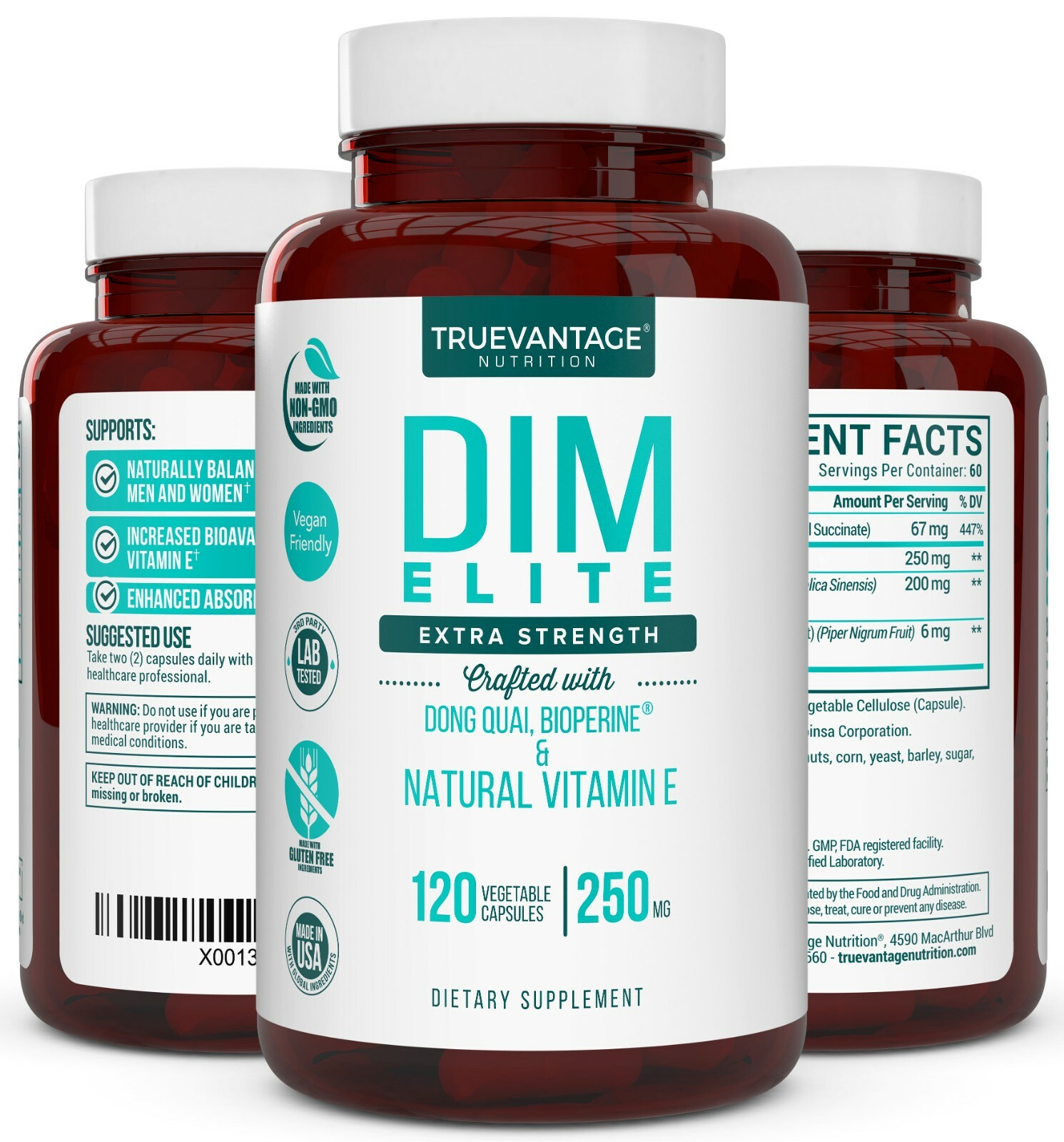 Extra Strength DIM 250mg Supplement – Plus Dong Quai, Vitamin E & BioPerine