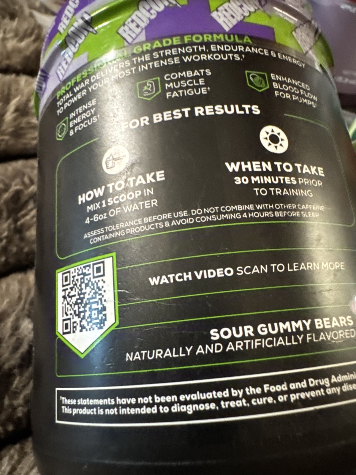 REDCON1 TOTAL WAR, Preworkout, Sour Gummy Bear, 20 Servings Exp 03/27