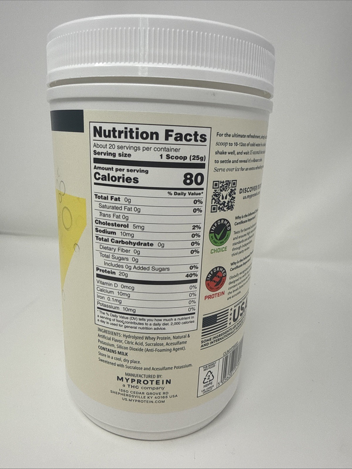 MyProtein Clear Whey Isolate Lemonade (Drink Mix) 17.64 Oz 1.1lb Exp 09/2027