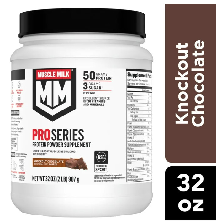 Muscle Milk Pro Series Protein Powder, Knockout Chocolate, 2 lb, 11 Servings