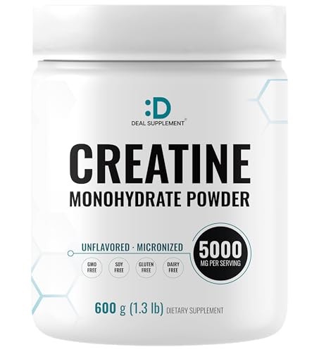 Creatine Monohydrate Powder 5g 120 Servings Micronized Unflavored