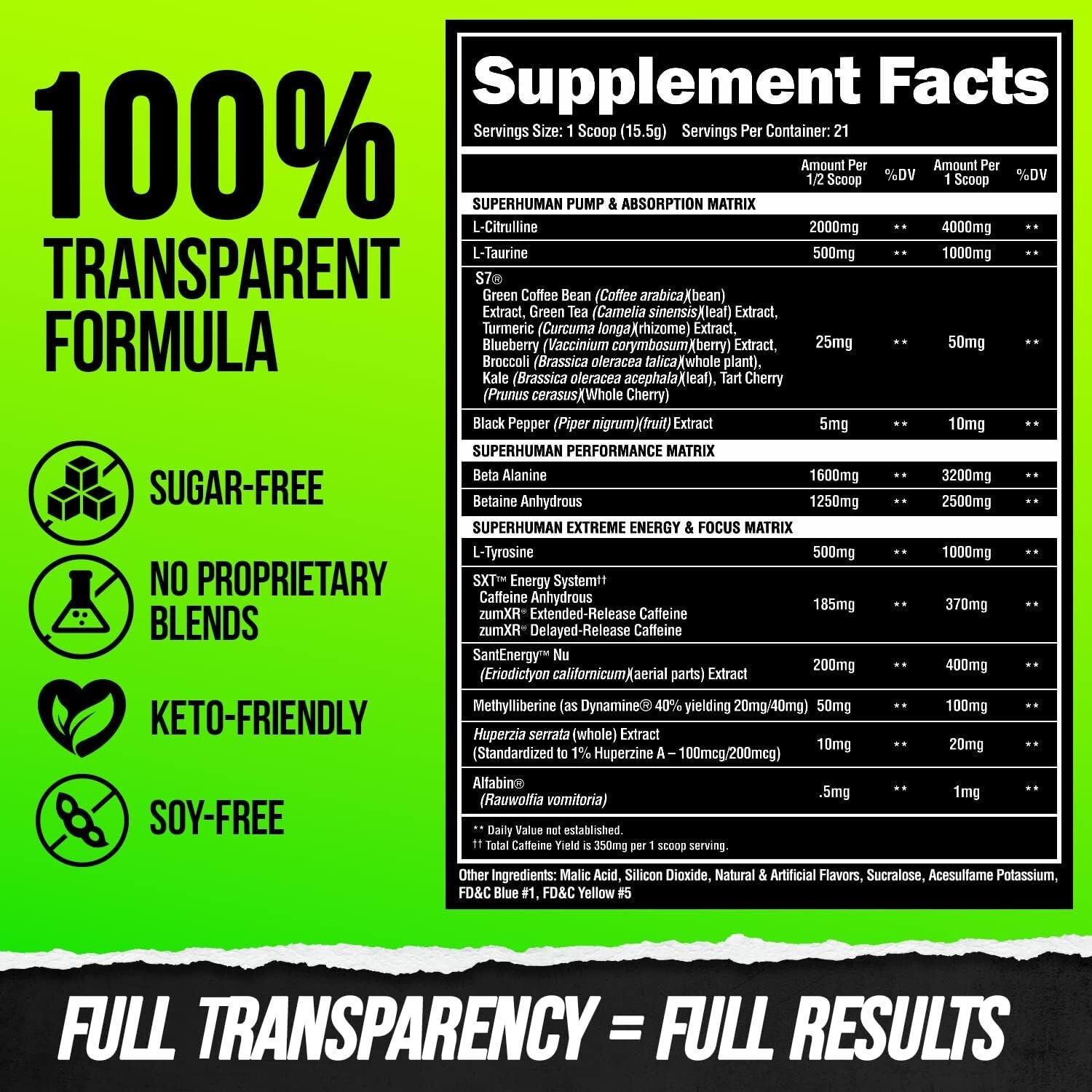 Alpha Lion Superhuman Extreme Pre-Workout Hulk Juice 21 Servings BB: 07/2026