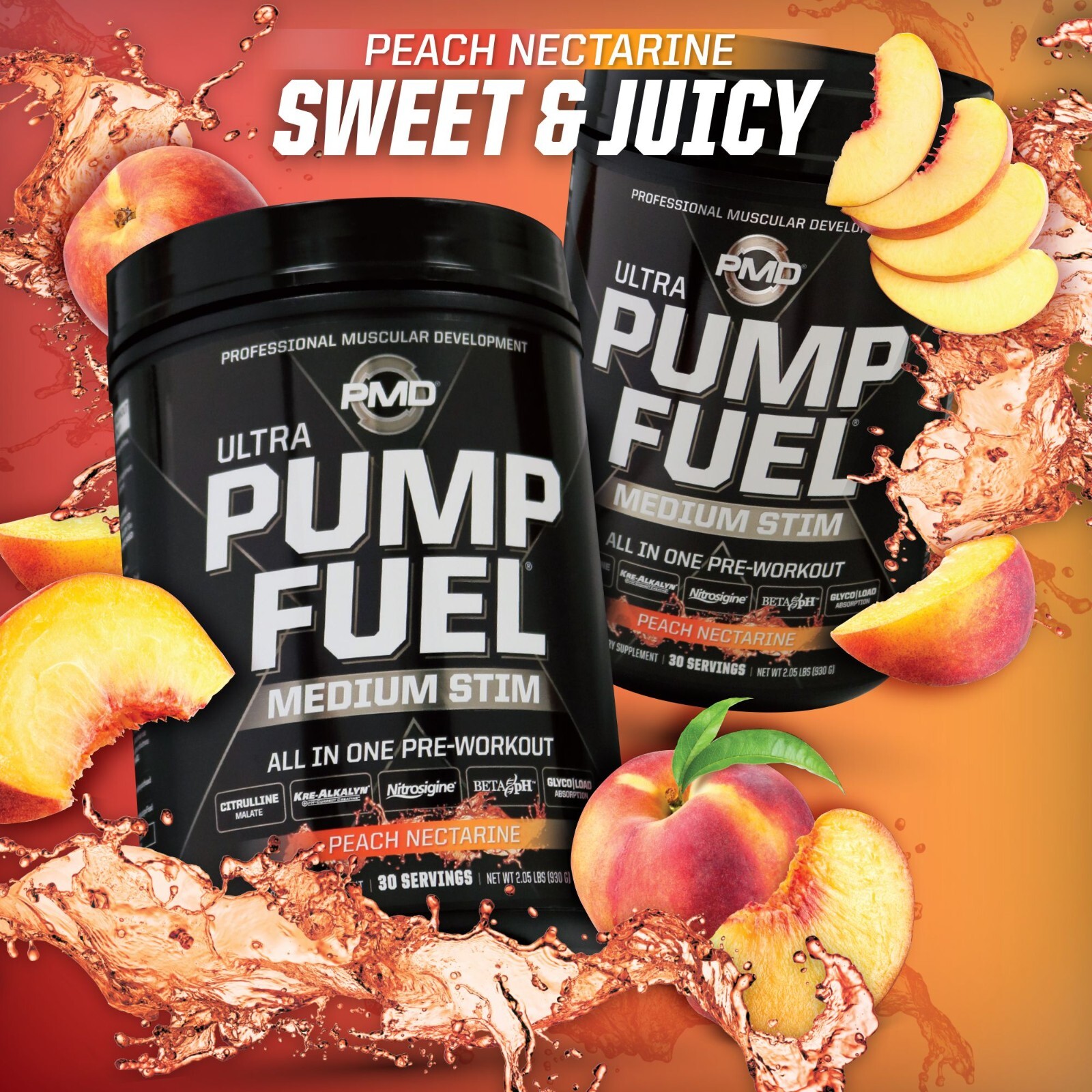 PMD SPORTS PUMP FUEL ULTRA – PRE WORKOUT – PEACH NECTARINE (30 Servings)