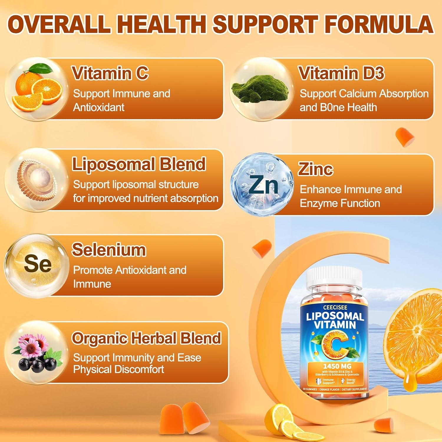 Liposomal Vitamin C Gummy for Adults: Organic Chewable Extra Strength Vitamin C