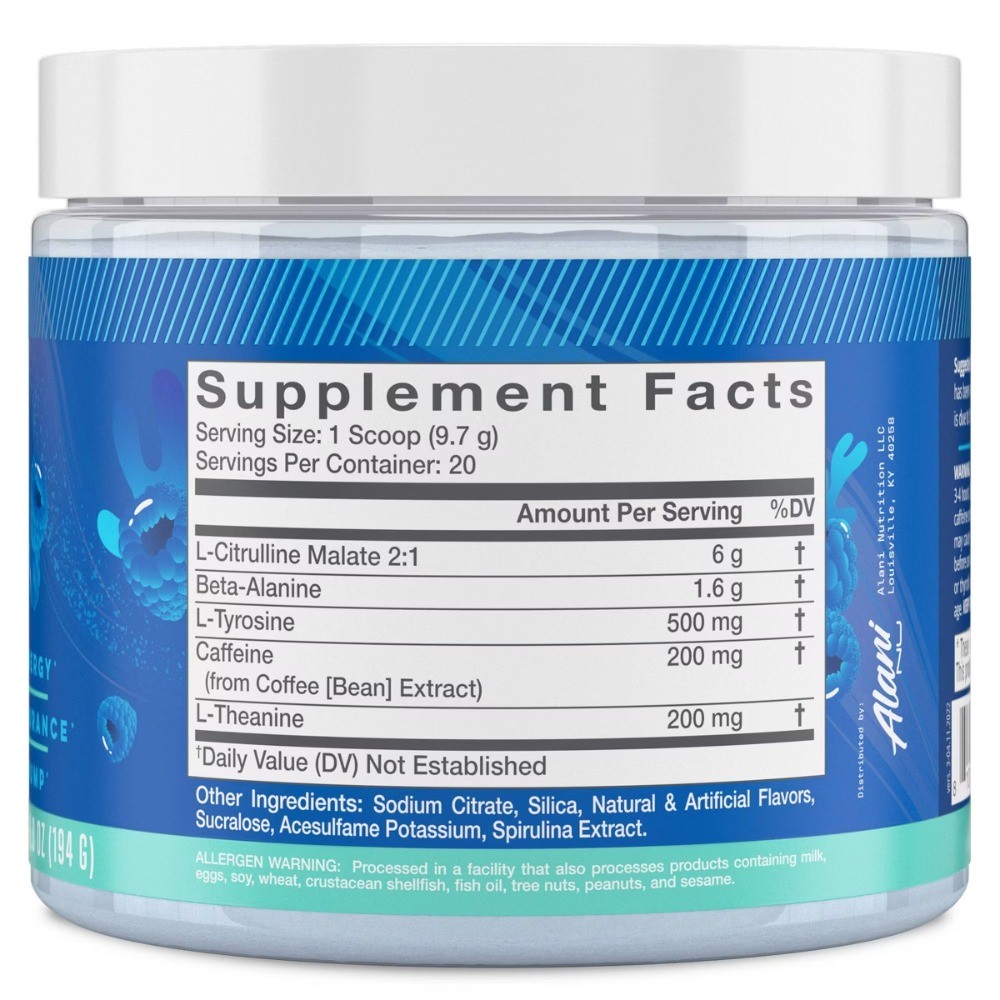 Energy Supplement Powder-Breezeberry – 6.8oz: With L-Theanine, 200mg Per Serving