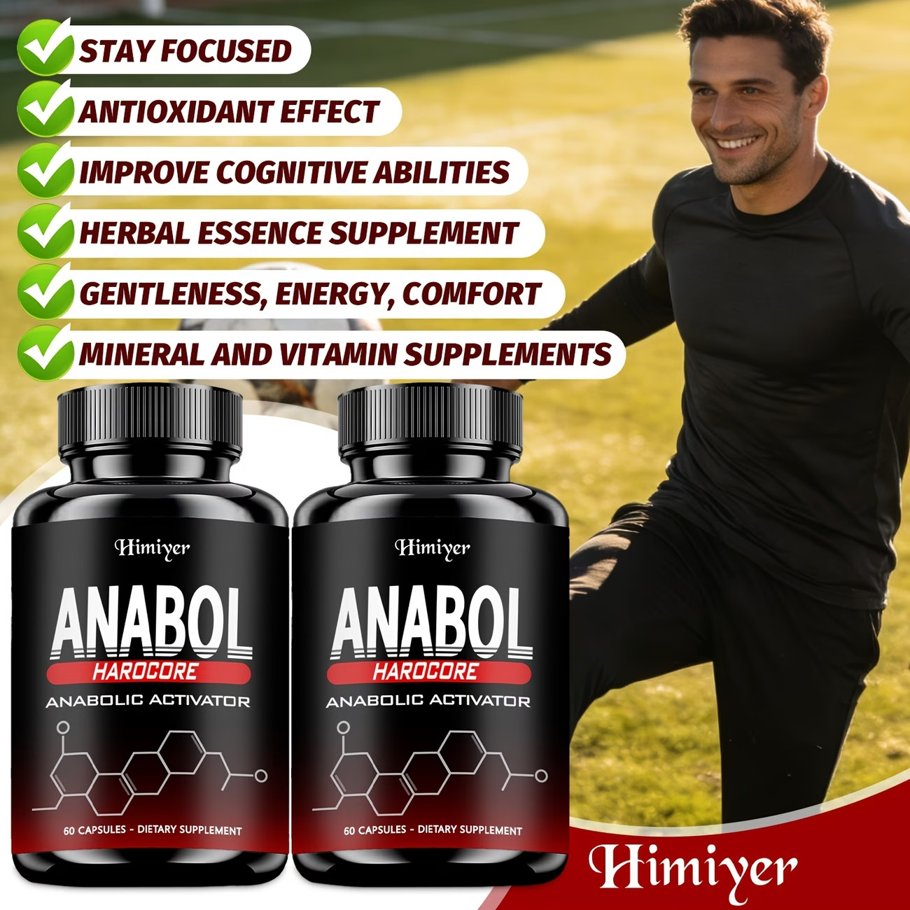 2PC Anabol Hardcore Advanced Bodybuilding Supplement | 60 Capsules | for Energy