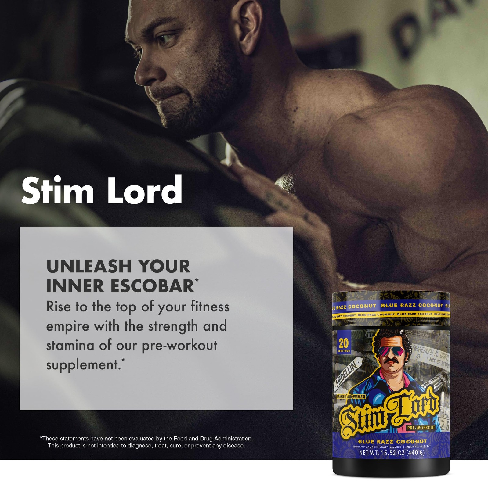 Anabolic Warfare Stim Lord Pre-Workout Blue Razz Coconut – 20 Servings