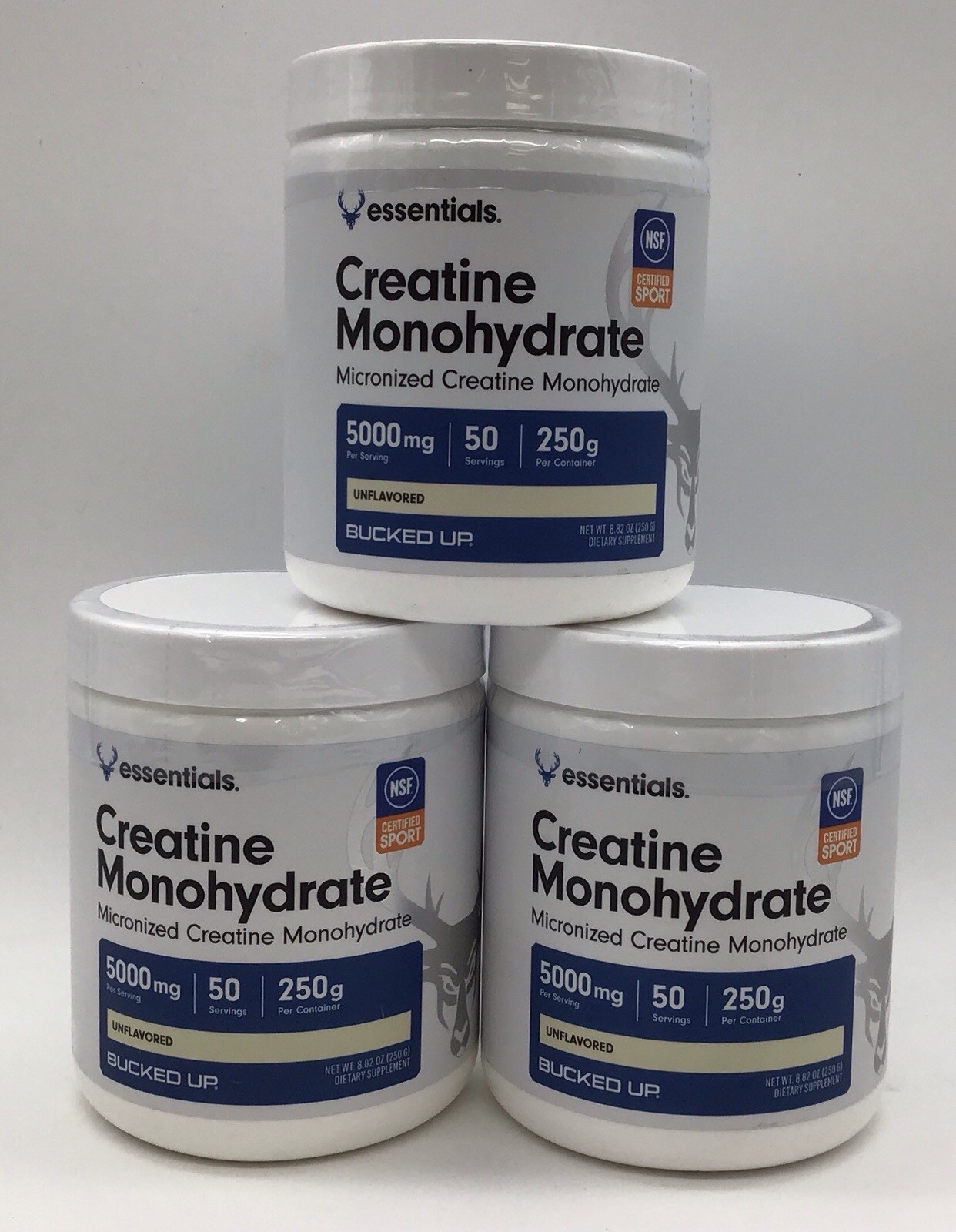 3X BUCKED UP CREATINE MONOHYDRATE UNFLAVORED 50 SERVINGS EACH EXP 07/2028