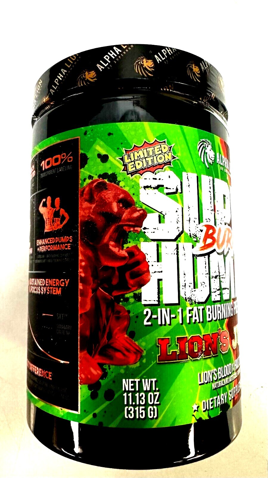 ALPHA LION SUPERHUMAN (BURN) 2-IN-1 FAT BURNING PTRWORKOUT FREE SHIPPING