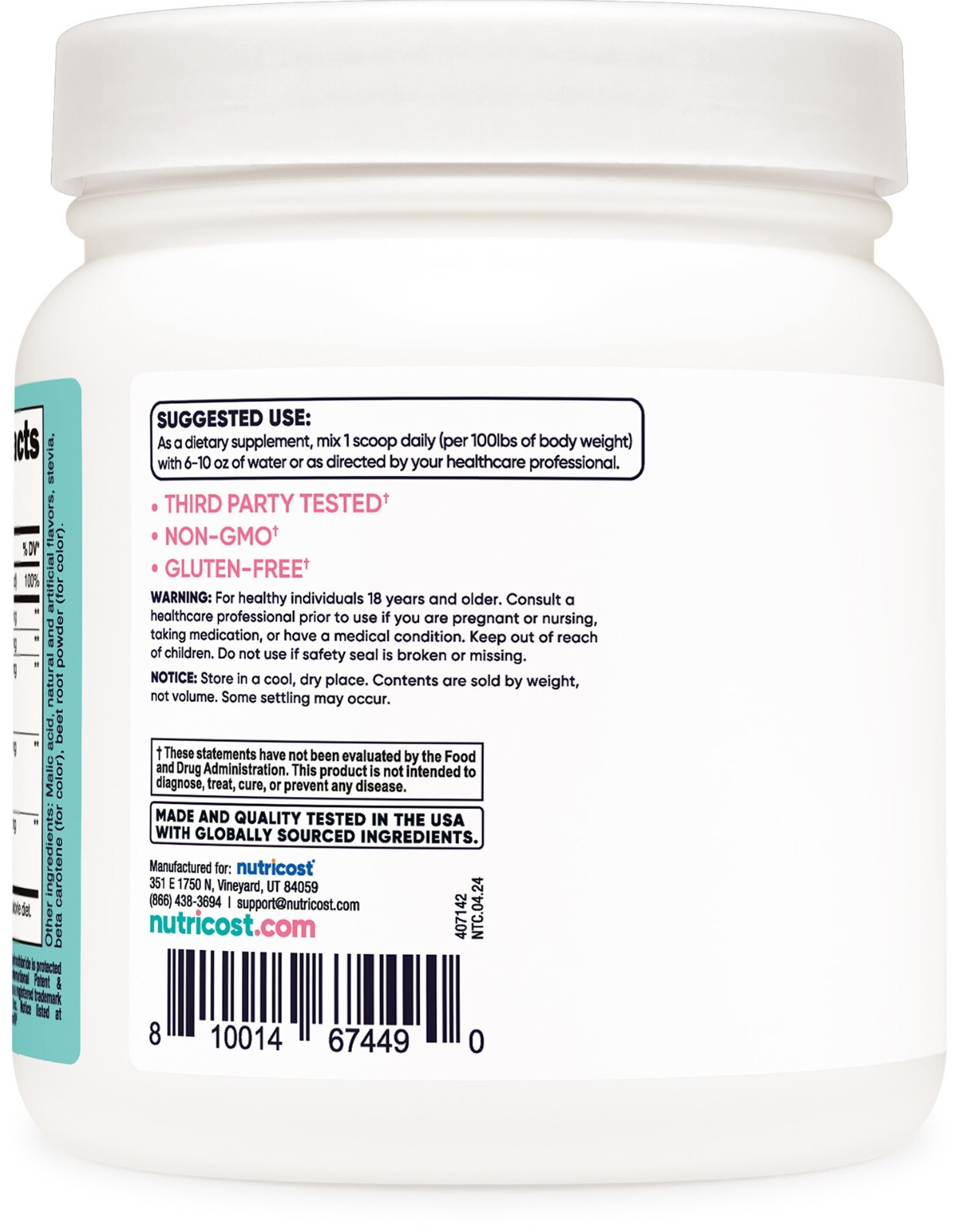 Nutricost Creatine Monohydrate Powder for Women, Peach Mango, 100 Servings