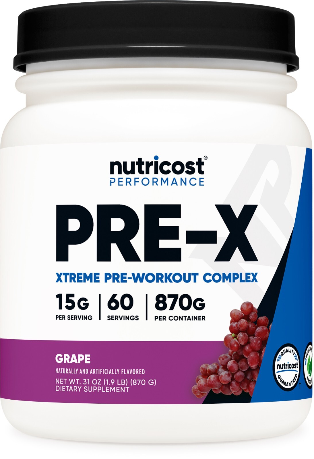 Nutricost Pre-X Xtreme Pre-Workout Complex (Grape) 60 Servings – Great Taste